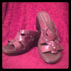 Naturalizer Brown Leather Slide Wedge Size 8W